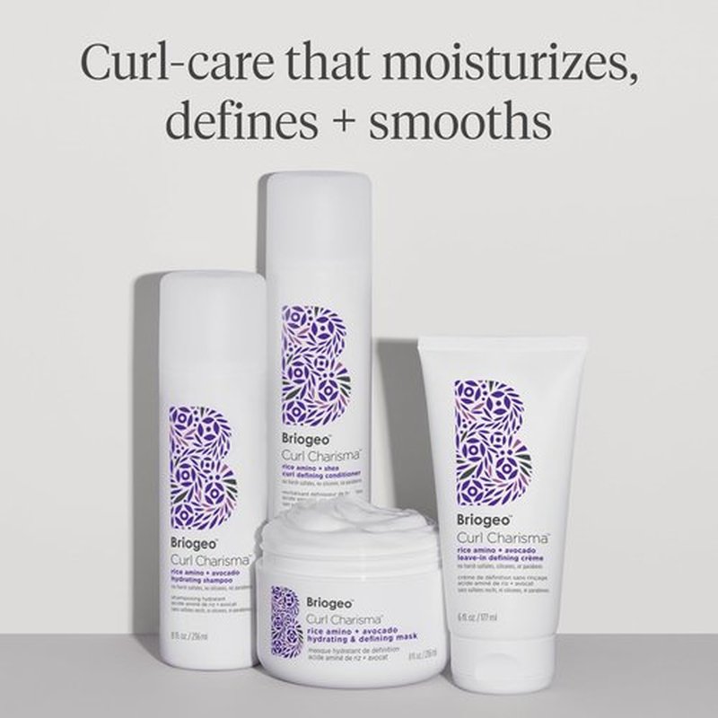 Briogeo Curl Charisma Rice Amino + Avocado Hydrating & Defining Mask, Hair Mask for Wavy, Curly, and Coily Hair, Deeply Nourishes and Defines Curl Pattern, Protein-Free, Vegan, Cruelty-Free, 8 fl oz