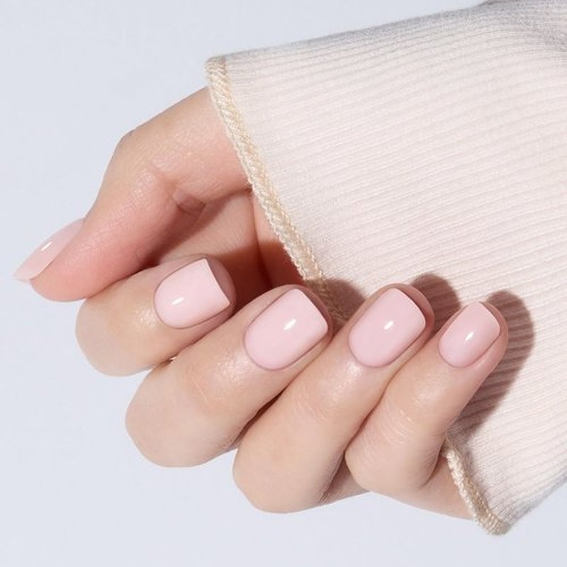 Modelones Extra Short Press on Nails, Semi-Transparent Squoval Fake Nails, Reusable Nail Kit with Nail Glue Adhesive Tabs Mini Nail File, Valentines Nails Press Ons 32Pcs 16 Sizes, Soft Pink