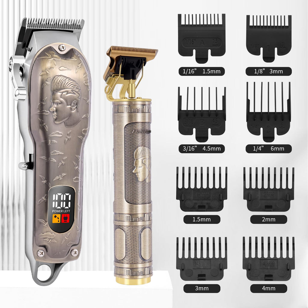 Professional Hair Clipper Set Men's Cordless Hair Clipper T-Shaped Blade Beard Trimmer Nose Hair Trimmer Electric Shaver Rechargeable Professional Hair Trimmer Set