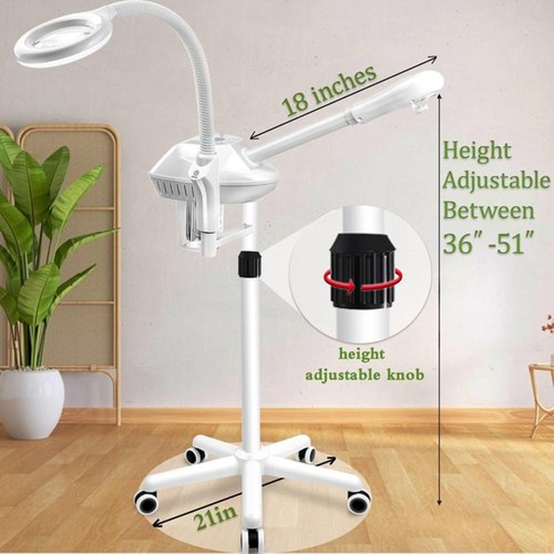 Skiennix Professional Facial Steamer - 2-in-1 Ozone Steamer with 5X Magnifying Lamp for Deep Hydration & Cleansing