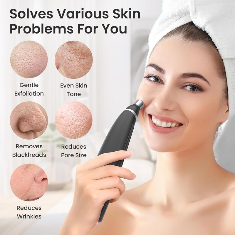 UNOISETION Diamond Microdermabrasion Machine - Rechargeable Facial Tool with 12 Tips | Blackhead Remover for Home & Travel