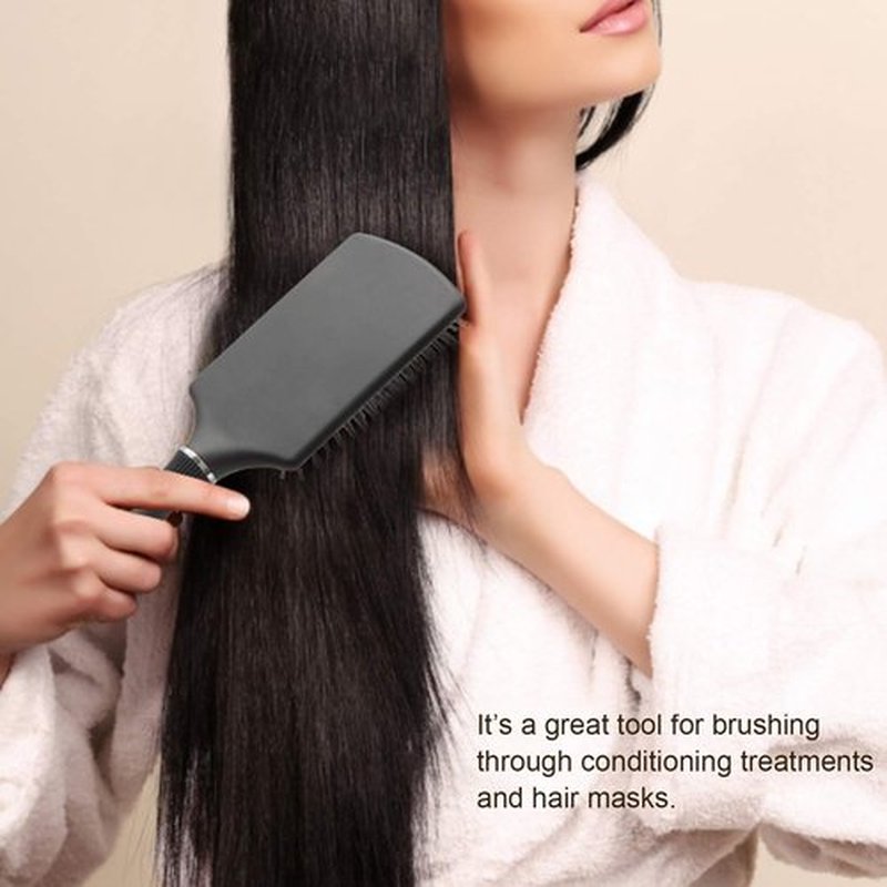 FIXBODY Paddle Brush - Smoothing Detangling Brush for Long Thick Hair, Wet & Dry Use - Black Matte