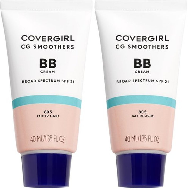 COVERGIRL Smoothers Lightweight BB Cream,Fair to Light 805,1.35 oz (Packaging May Vary) Lightweight Hydrating 10-In-1 Skin Enhancer with SPF 21 UV Protection,(Pack of 2)