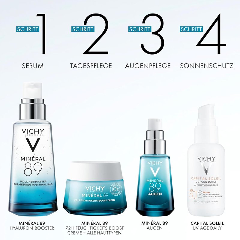 Vichy Mineral 89 Moisture Boosting Cream - Fragrance-Free Daily Face Moisturizer for All Skin Types
