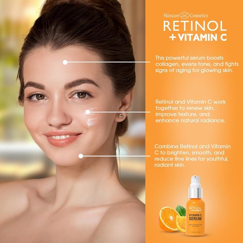LIVAURA Retinol + Vitamin C Face Serum - Anti-Aging Formula for Even Skin Tone & Radiance | 1 FL. Oz