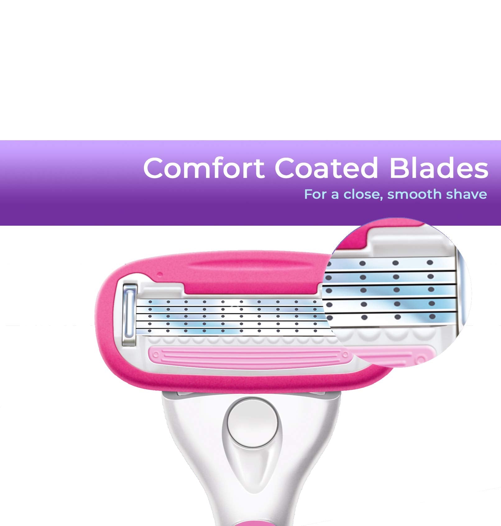 Personna Women's 5 Blade Razor System - Women's Shaving Razors - Razor Handle with 12 Replacement Cartridges Pink