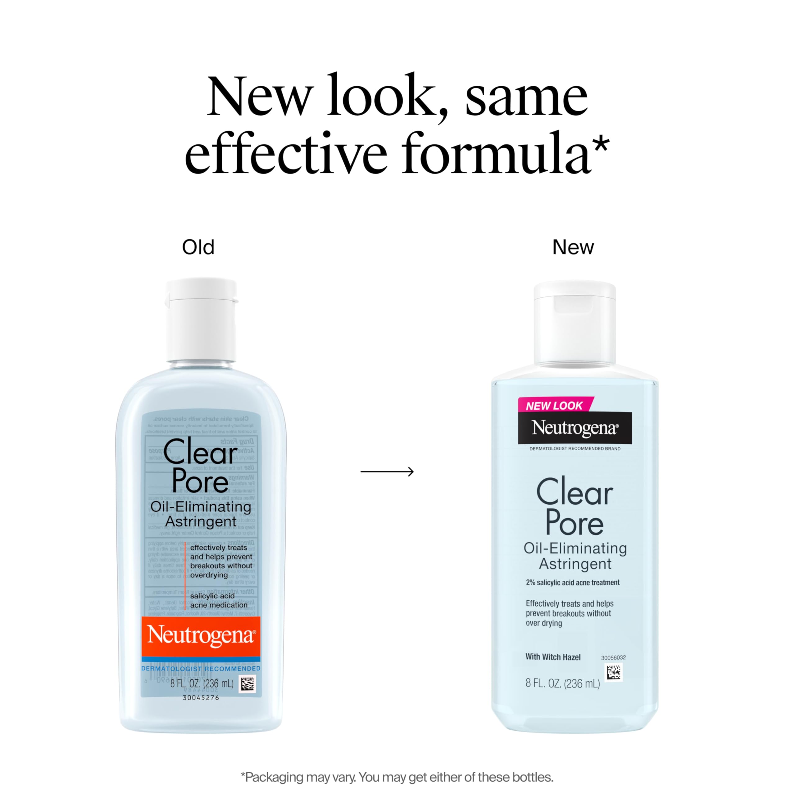 Neutrogena Clear Pore Oil-Eliminating Facial Astringent with 2% Salicylic Acid Acne Medication and Witch Hazel, Pore Clearing Treatment for Acne-Prone Skin, Helps Control Shine, 8 fl. oz, 6 Pack
