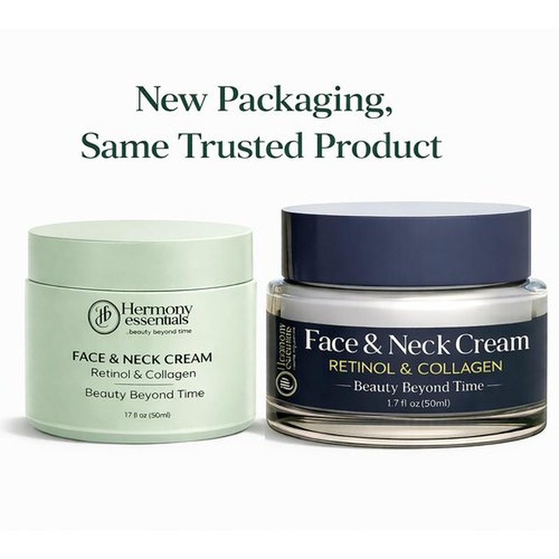 Hermony Essentials Collagen, Retinol & Hyaluronic Acid Cream – Anti Aging Face & Neck Daily Moisturizer, Firming, Lightweight, Fast Absorbing Cream Skincare for Women, American Brand, 1.7 fl oz