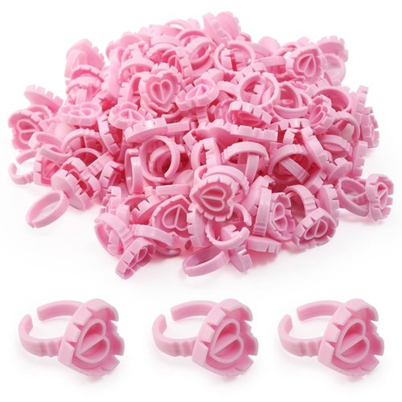 Glue Rings - Autdor 500Pcs Glue Rings for Eyelash Extensions Pink Lash Glue Rings Pigment Ring Cups Lash Glue Holder for Lash Extension Supplies Makeup Lip Microblading Supplies Nail Art