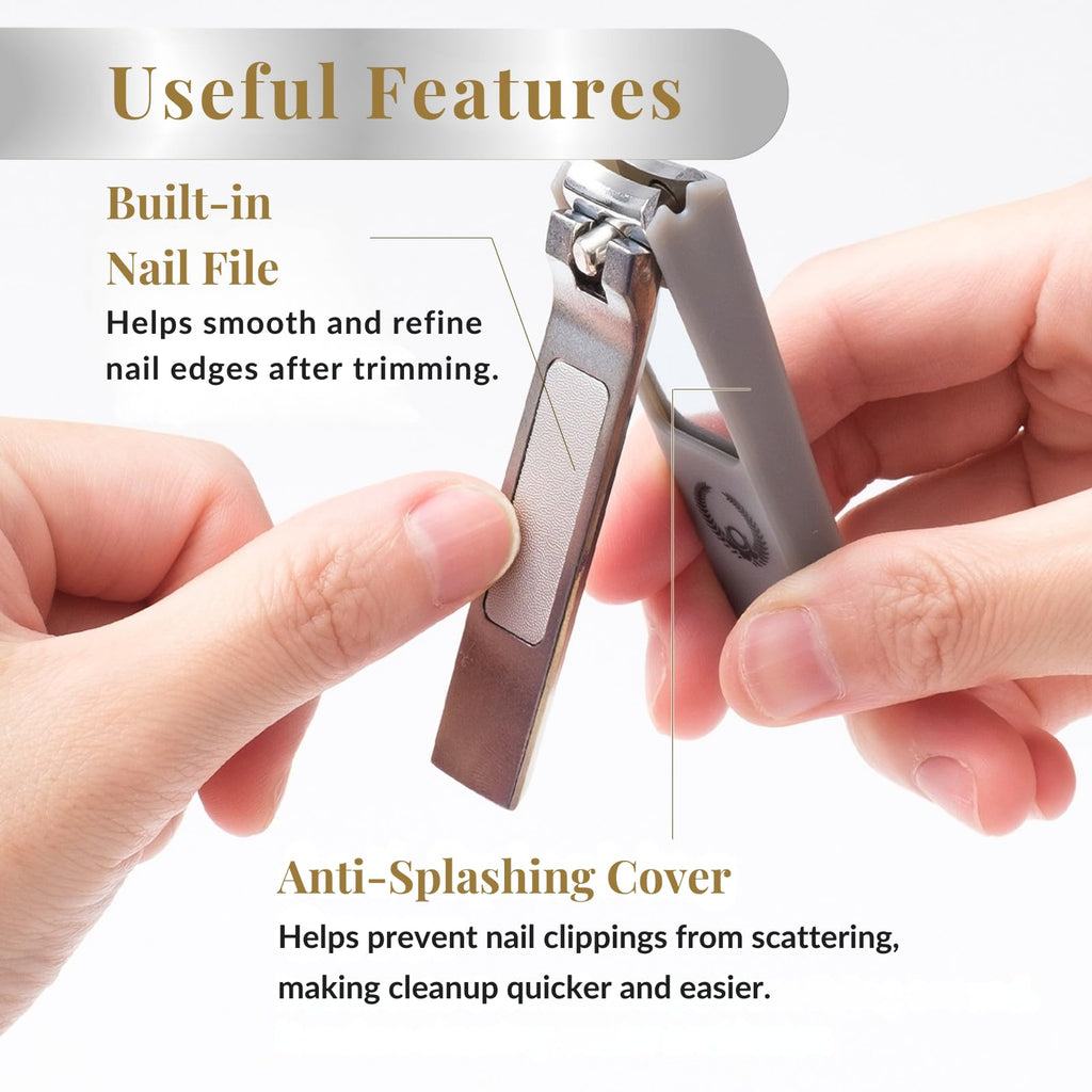 Wablade Nail Clipper with Curved Blade, Japanese Carbon Steel, Built-in Nail File, Splash-Resistant Catcher, Samurai-Inspired Design, Made in Seki Japan (Oda Nobunaga)
