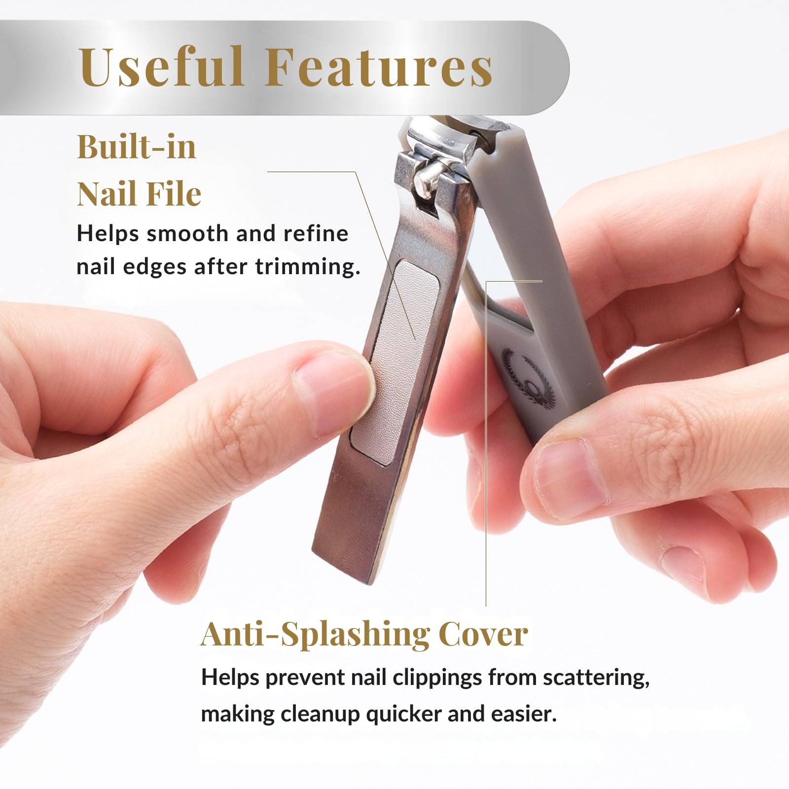 Wablade Nail Clipper with Curved Blade, Japanese Carbon Steel, Built-in Nail File, Splash-Resistant Catcher, Samurai-Inspired Design, Made in Seki Japan (Oda Nobunaga)