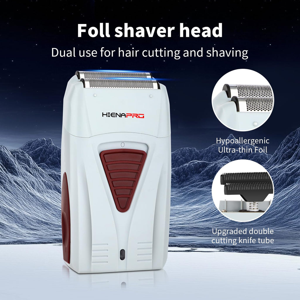HIENA PRO Professional Reciprocating Electric Shaver for Men, Rechargeable Beard Trimmer and Bald Precision Trimmer, Cordless Men's Facial Grooming Tool, Gifts for Men.