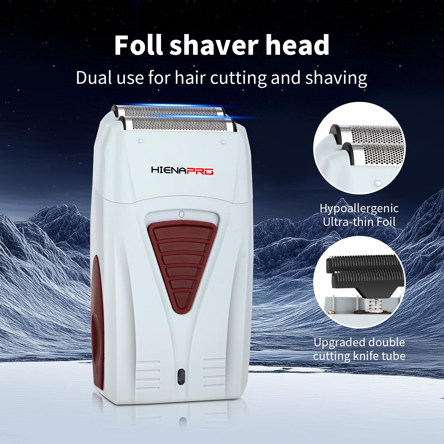 HIENA PRO Professional Reciprocating Electric Shaver for Men, Rechargeable Beard Trimmer and Bald Precision Trimmer, Cordless Men's Facial Grooming Tool, Gifts for Men.