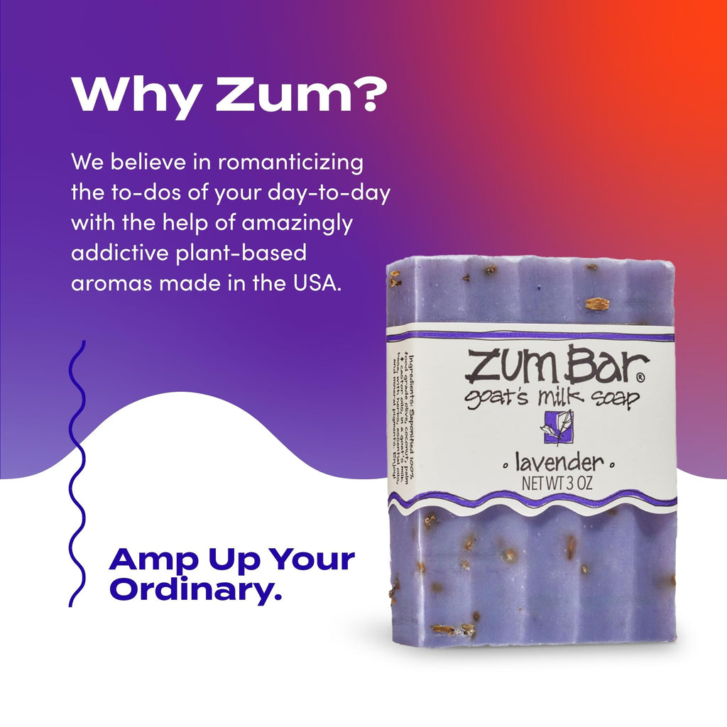 Zum Indigo Wild Goat's Milk Soap Bar - Bar Soap for Hands & Body Made with Essential Oils - 3 oz - Lavender (3 Pack)