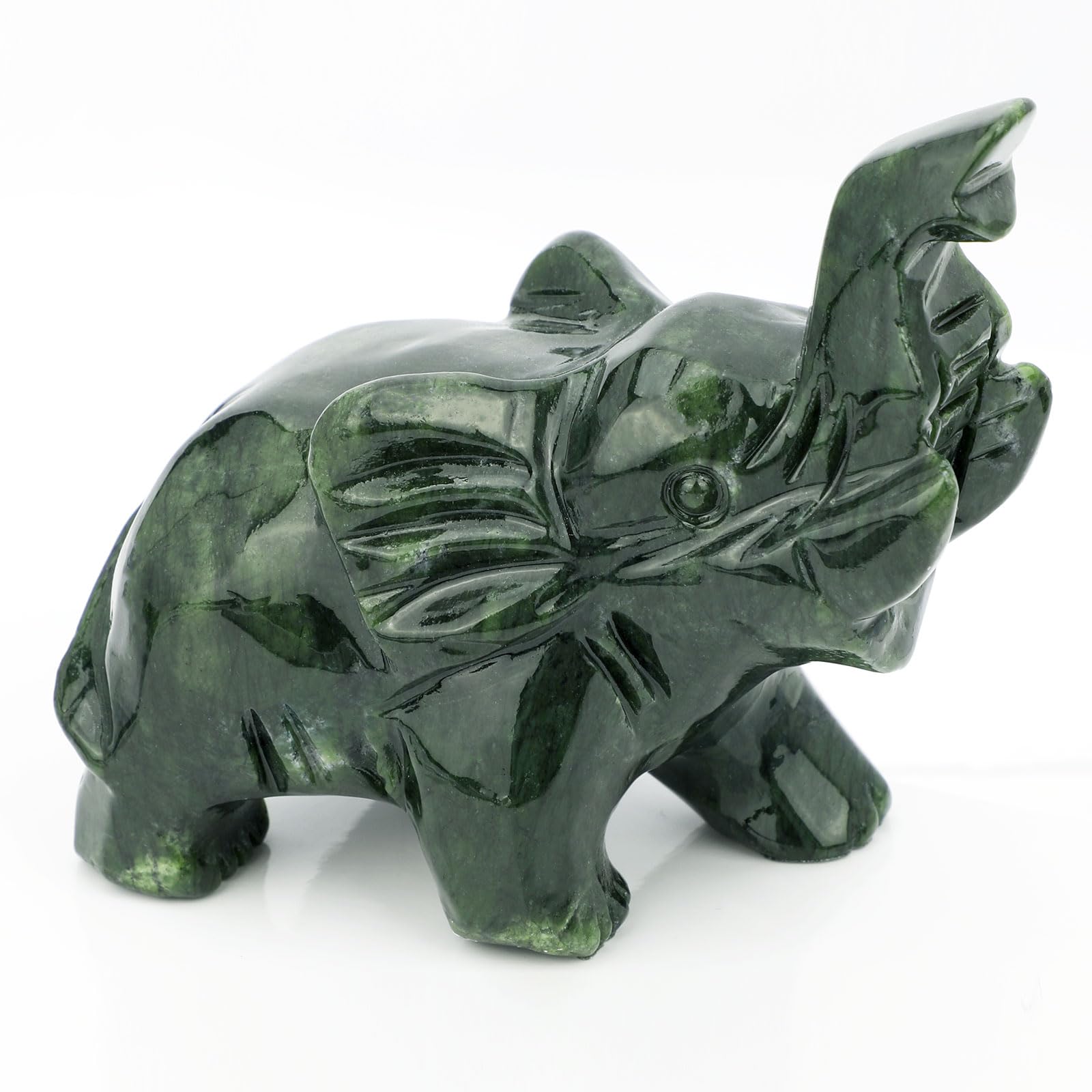 gemshan Jade Green Elephant Statues - Feng Shui Figurine Bring Wealth Lucky for Desk Decor Gift