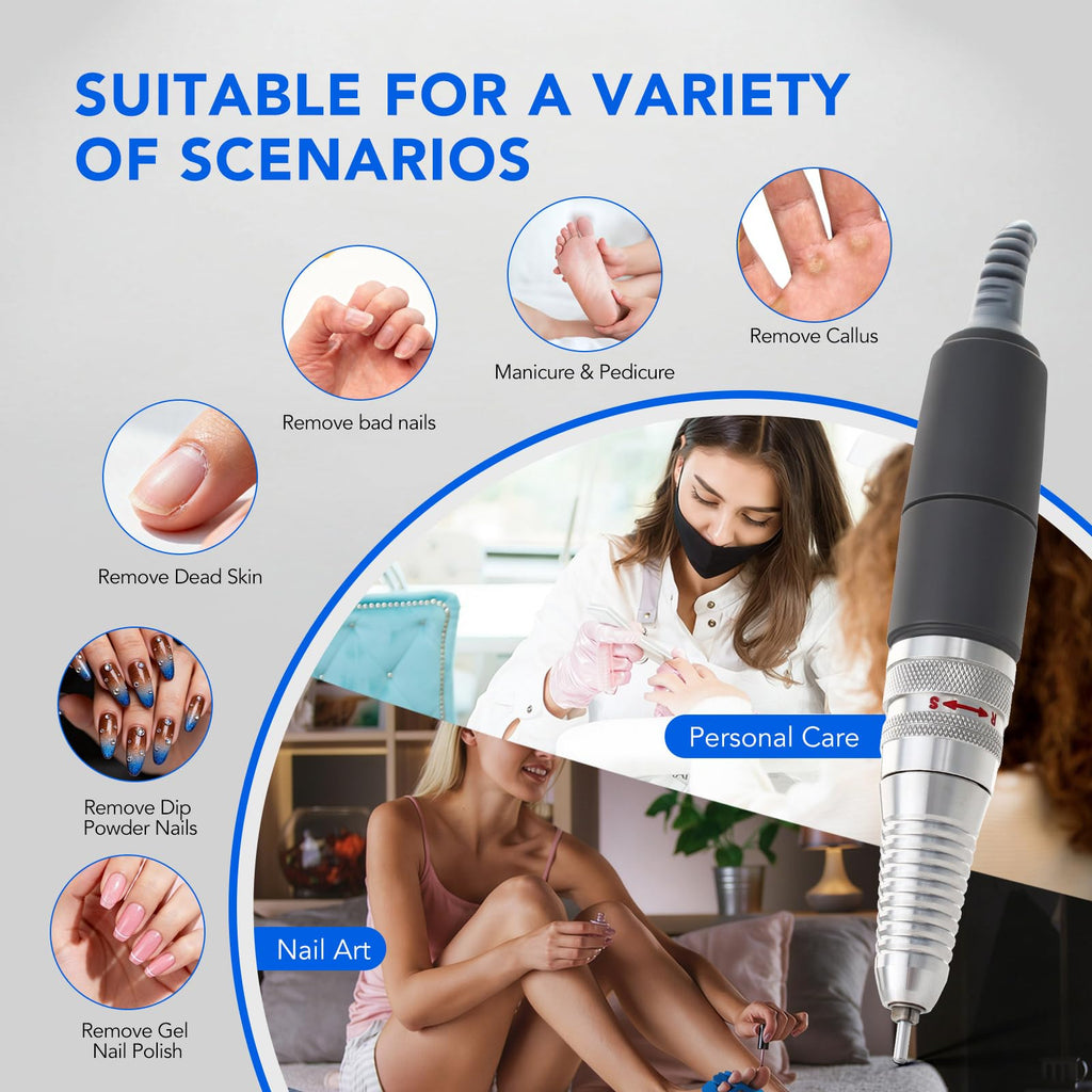 Nail Drill Handpiece for UP200, KUPA Manipro KP55, KP60, KP5000 Machine, 35000RPM Professional Electric Nail File Handle Replacement 3 Pins for Manicure Art Tool, Low Noise and Smooth (Only Handpiece)