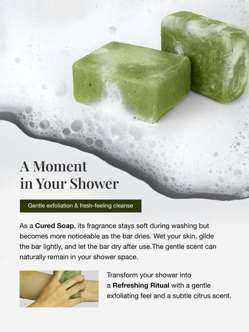 Marodi Body Scrub Bar Soap, 7 Oz (200g), Korean Exfoliating Body Wash Bar with Green Tea & Centella Extract, Subtle Fruity Citrus Scent, Deep Cleaning, Moisturizing & Refreshing, Sunrise Mist