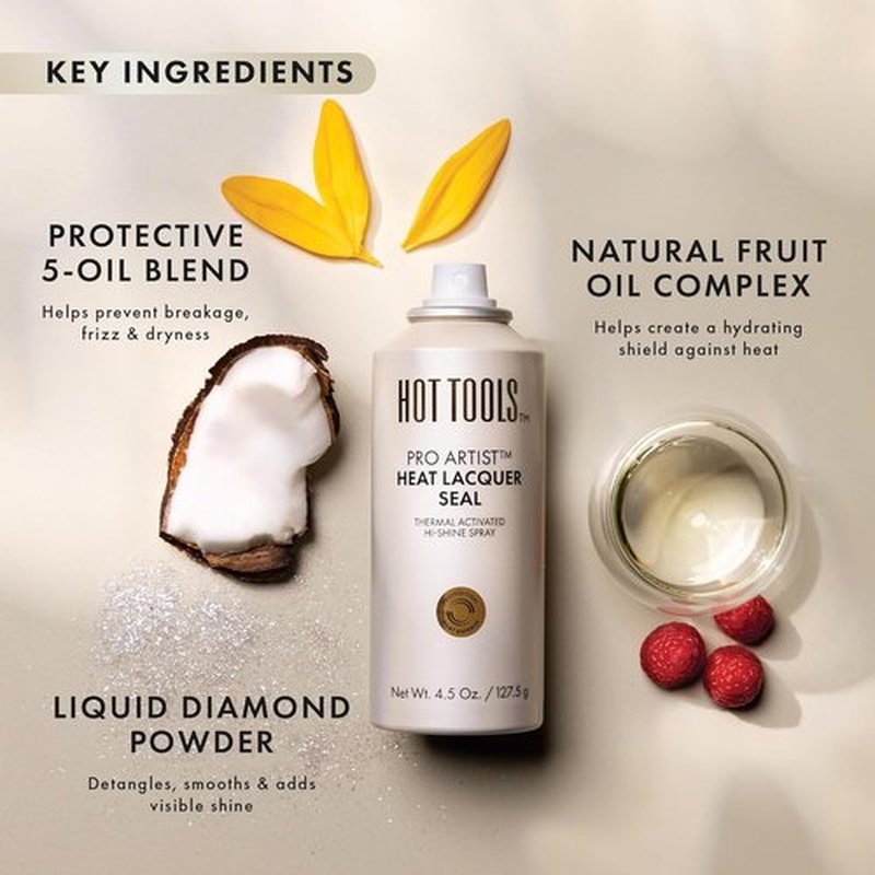 HOT TOOLS Heat Protectant Hi-Shine Spray - Instantly Boosts Shine, Reduces Frizz & Protects Hair from Heat Damage