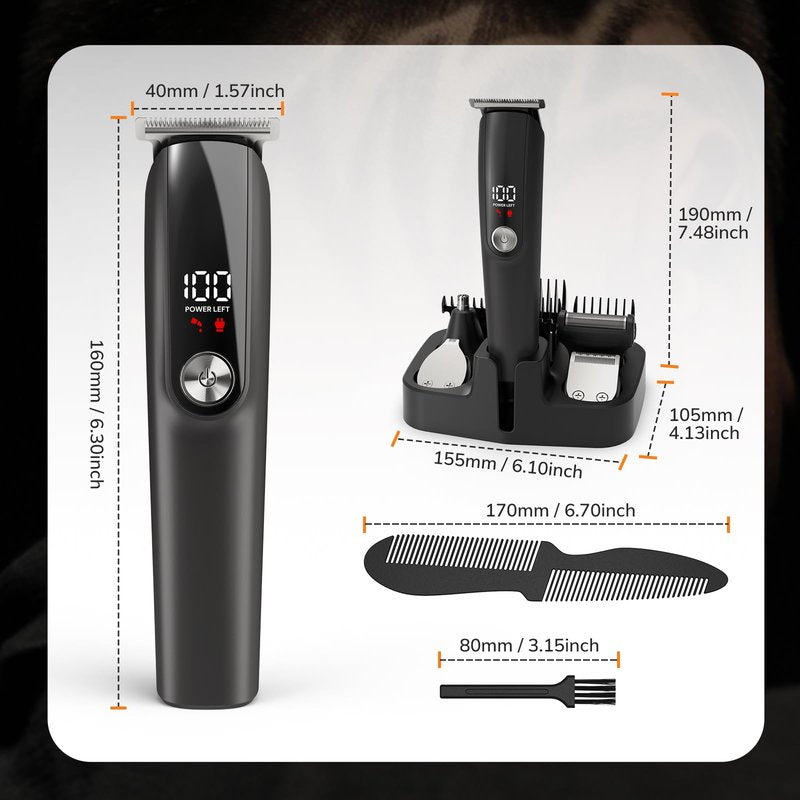 Ynasen Beard Trimmer for Men Hair Clippers - 6 in 1 Professional Grooming Kit Cordless Hair Clipper Trimmers Set Waterproof,Electric Shaver Razor for Face Nose Body Mustache