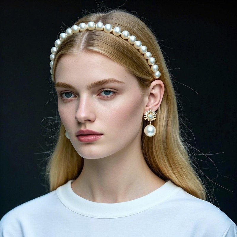 Zifengcer Pearl and Metal Headbands - Beaded No Slip Hair Accessories for Women and Girls, 10 Pack