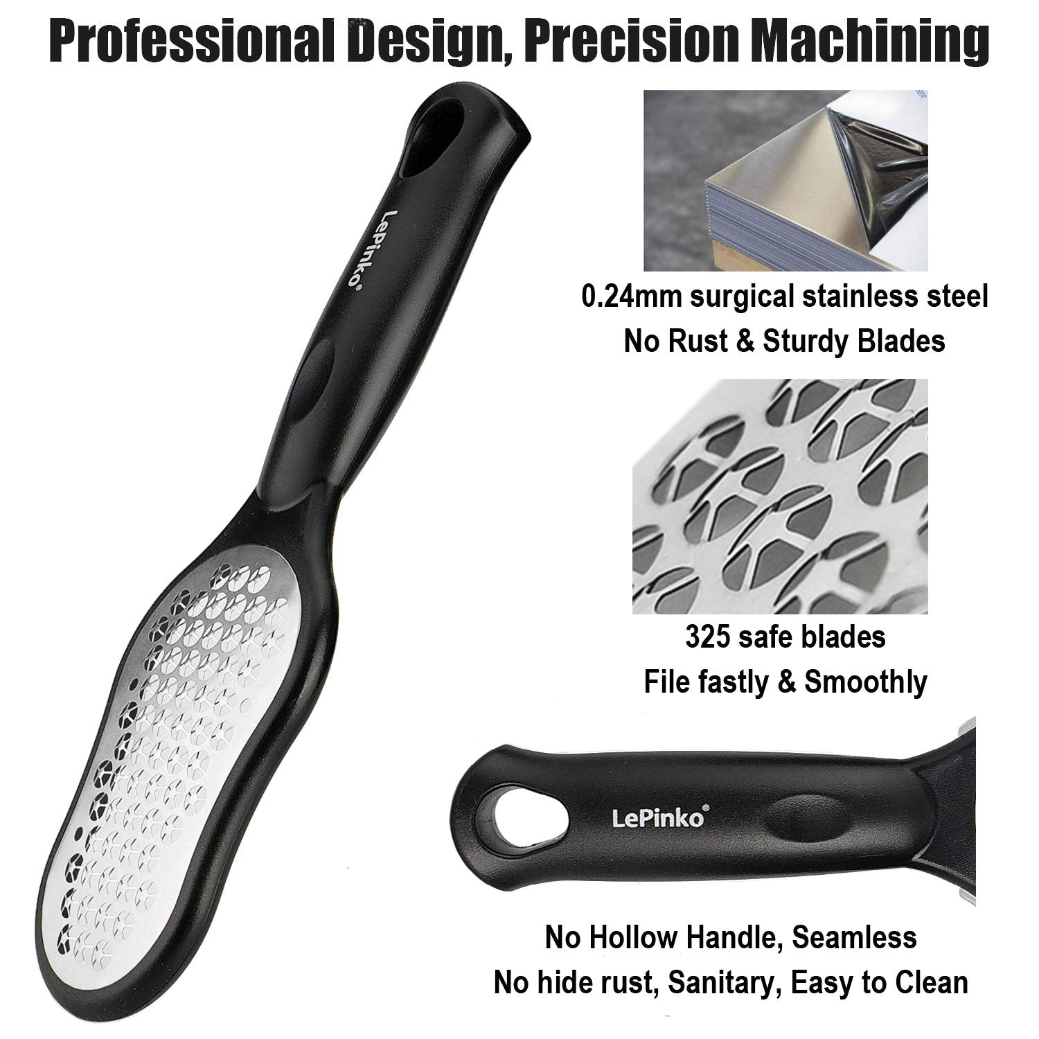 LePinko Foot Scrubber Set, Updated Blades, No Hurt Feet File, Powerful Pedicure Tool to Remove Callus and Dead Skin, Use in Shower or Dry, 2PCS