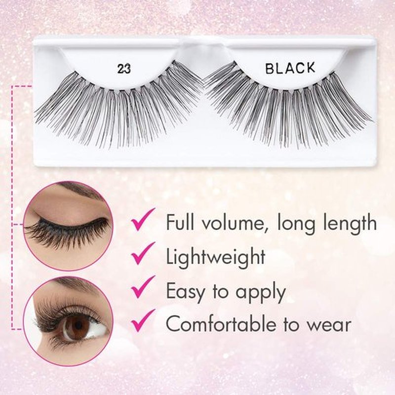 Andrea Strip Lashes Style 23 – Black Natural False Eyelashes, Lightweight Reusable Lash Strips, 4 Pair