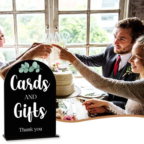 Black Cards and Gifts Sign for Wedding, Wedding Engagement Bridal Shower Baby Shower Decor for Reception Reception Party, Weddings Table Acrylic Sign