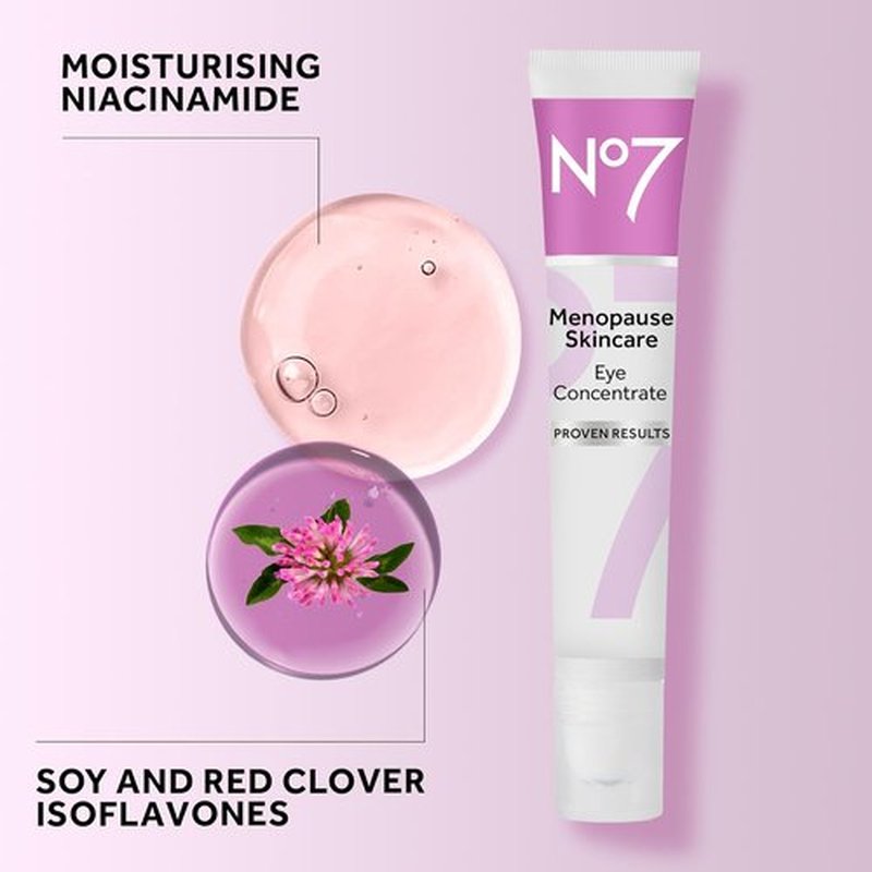 No7 Menopause Skincare Firm & Bright Eye Concentrate - Revitalizing Eye Cream for Dark Circles & Puffiness - 15 ml