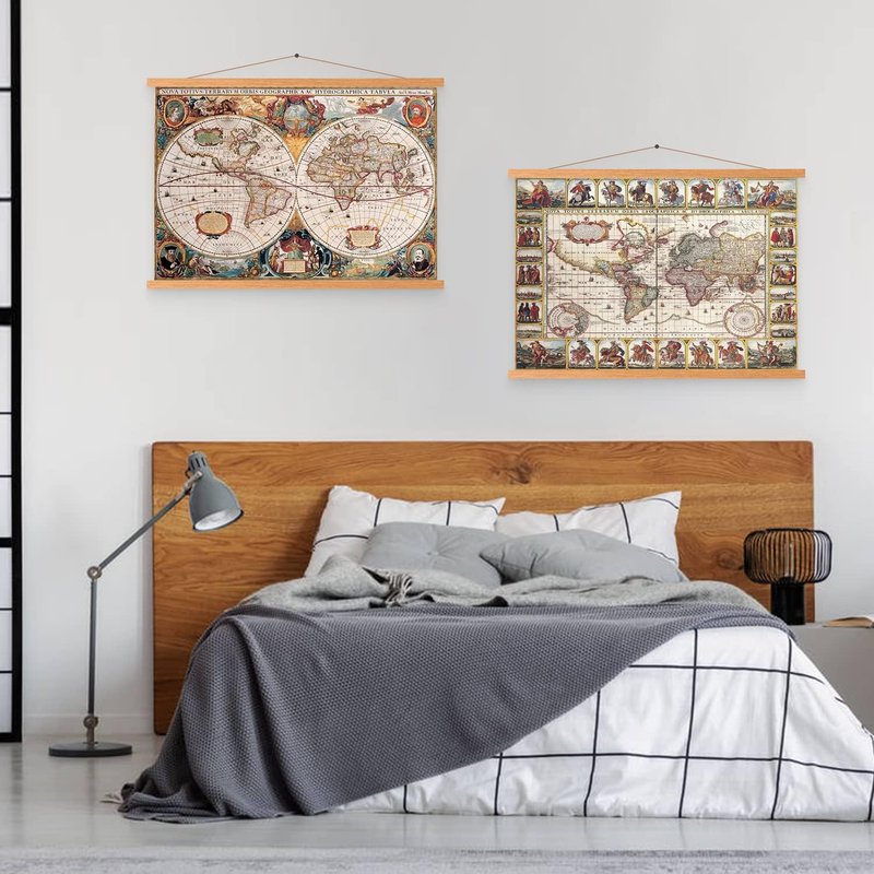 Benjia Magnetic Wooden Poster Frame - Light Wood Hanger for Photos & Art Prints | 35" Teak Color
