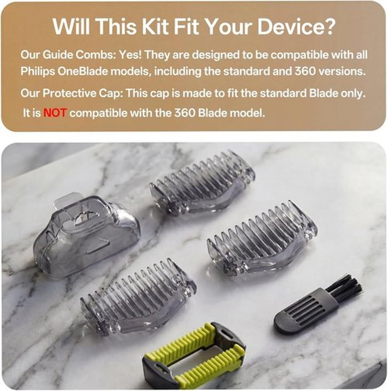 Philips Norelco OneBlade Guards Kit Plus - 1–6mm Guide Combs, Replacement Body Comb & Organizer Stand