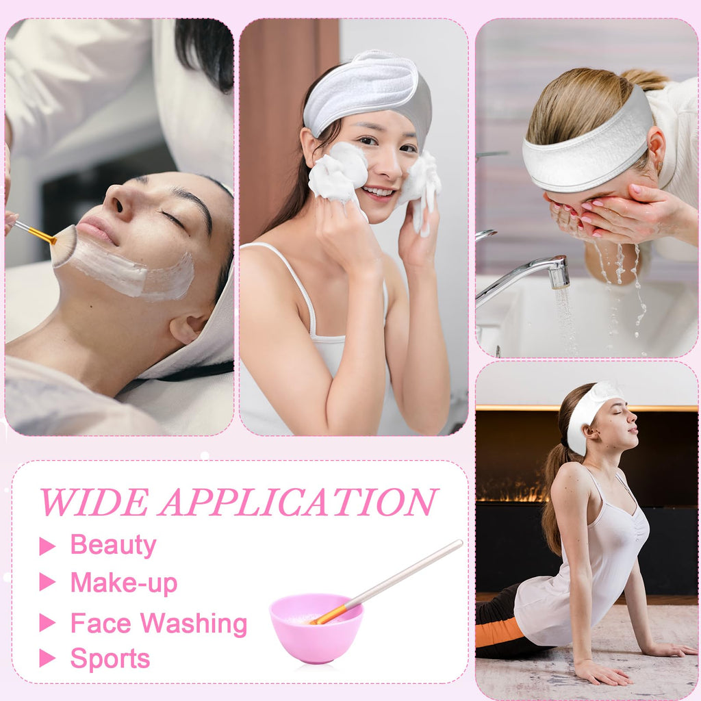 8 Pcs Esthetician Supplies for Facials 2 Facial Fan Mask Brushes 2 Purple Silicone Facial Bowls 2 Spa Facial Headband Velcro 2 Fluffy Fan Brushes Facial Applicator Brush with Long and Short Handle