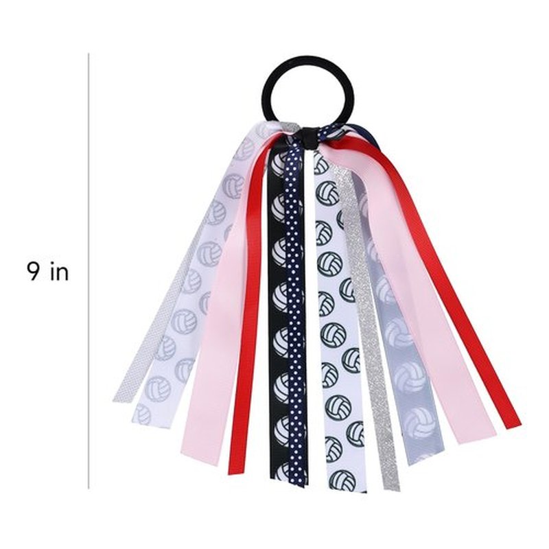 8.7" Volleyball Ponytail Holder Hair Streamer for Women Girls,Glitter Volleyball Hair Ribbon Elastic Hair Ties Bow Pony Holder Band,Cheerleader Fans Game Day Decor Accessory Gift