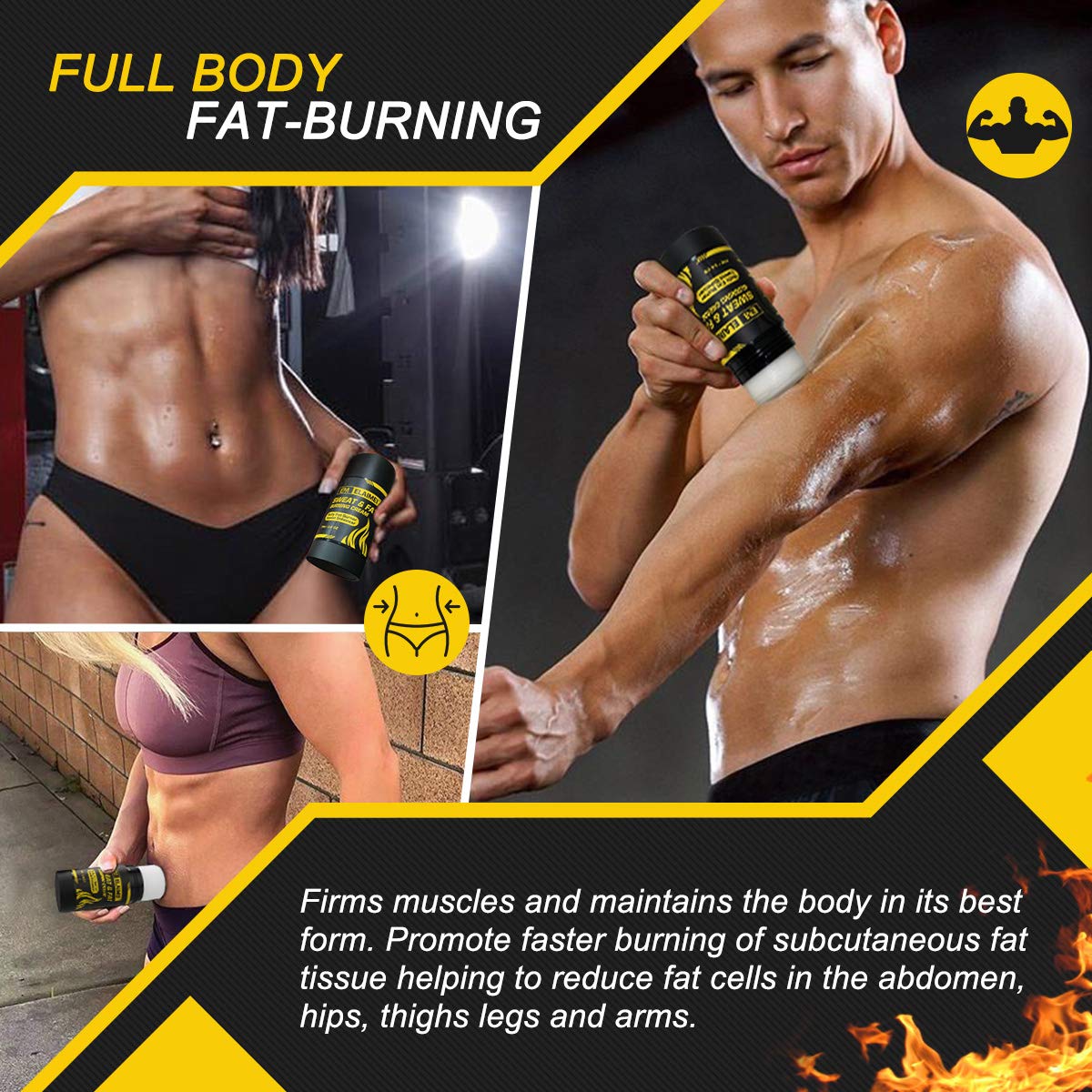 ELAIMEI Fat Burning Sweat Cream, Weight Loss Workout Enhancer Hot Gel for Belly, Slimming/Anti Cellulite Cream for Tummy for Body for Women and Men, Deep Tissue Massage & Muscle (1 pack)