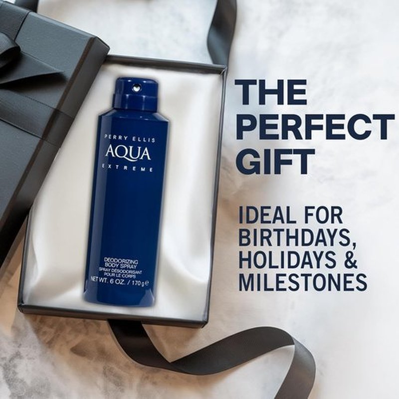 Perry Ellis Aqua Extreme Body Spray for Men - Fresh Wood & Spice Cologne Mist - 6 oz