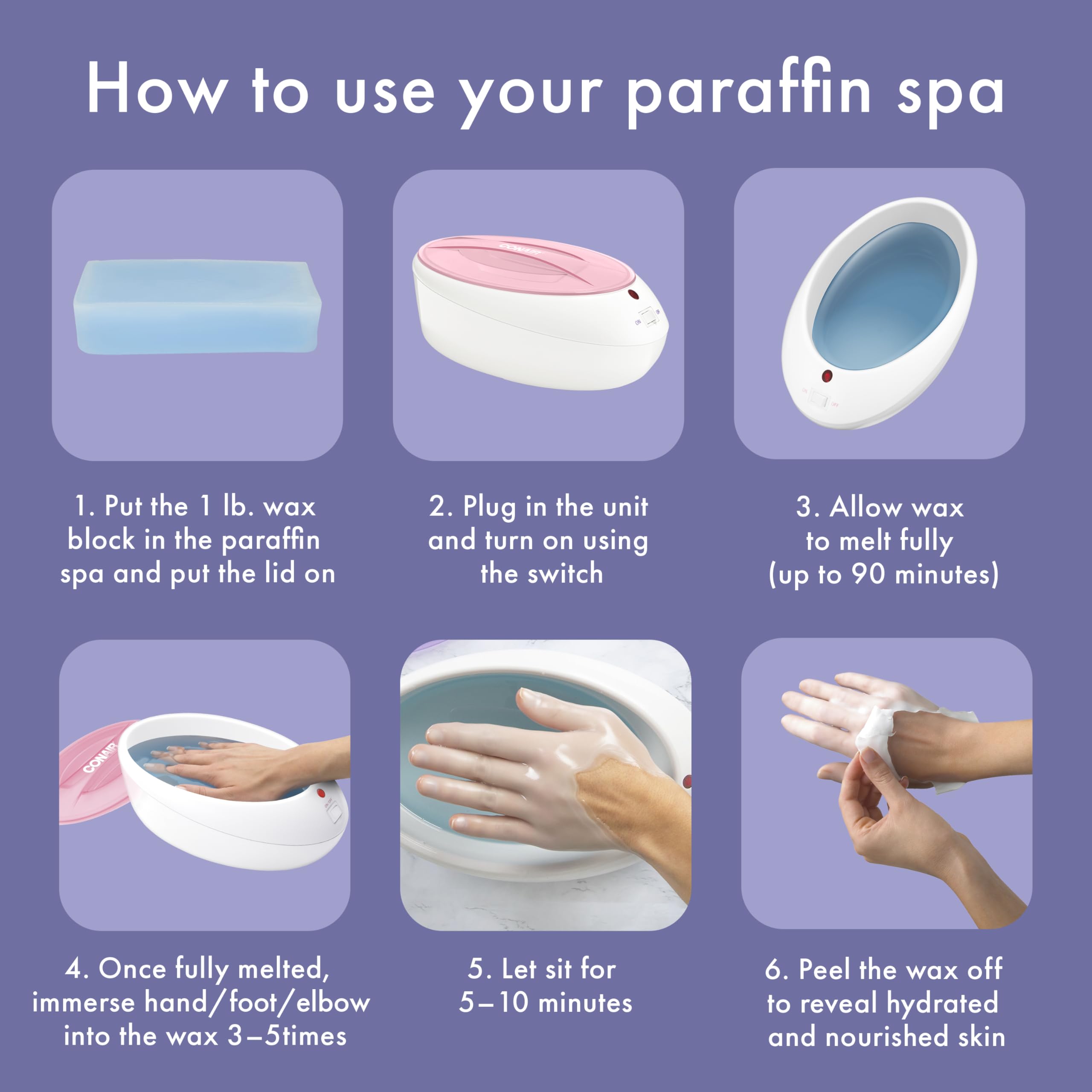 True Glow by Conair Paraffin Wax Machine for Hand and Feet - Paraffin Bath for Hands - Includes 1lb. Moisturizing Paraffin Wax - Pink