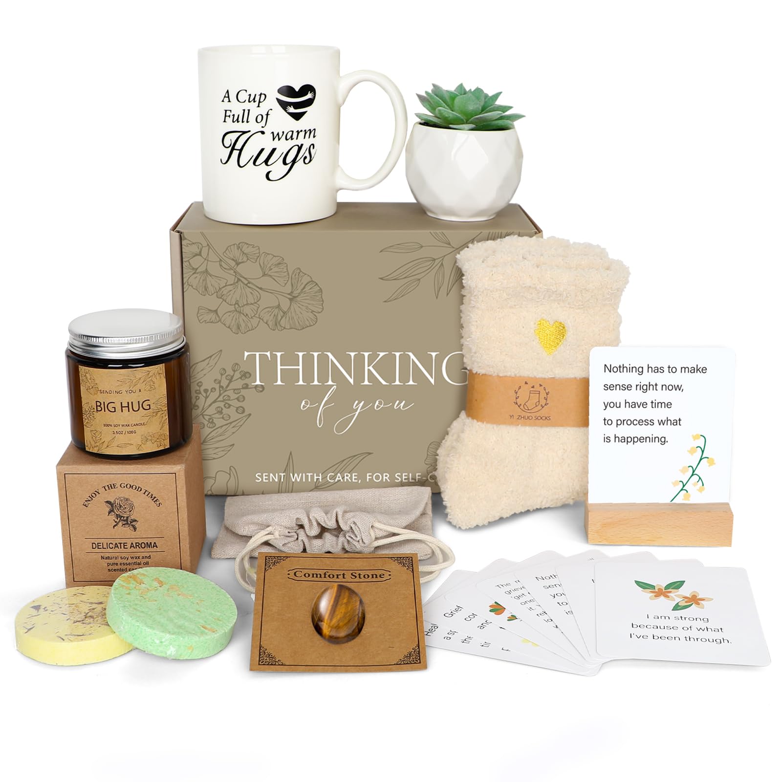 Sympathy Gift Baskets - Care Package Get Well Soon Gifts for Women, Thinking of You After Surgery Gifts Feel Better Gift for Sick Friend, Memorial Get Well Ideal for Best Friend Bff Mom Sister