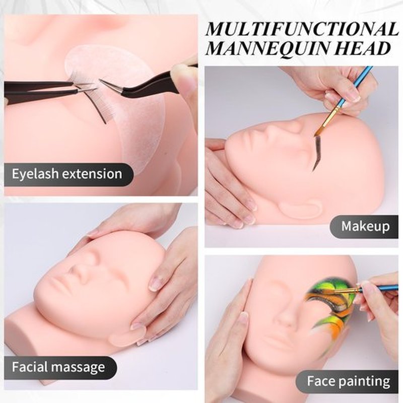Eyelash Kit for Lash Extension, Lash Tech Supplies with Mannequin Practice Head, Lash Cluster, Lash Extension Glue, Eyelash Remover, Fan, Tweezers, Lash Training Tools Set for Beginners at Home