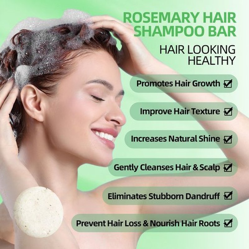 2 Pack Rosemary Hair Shampoo Bar,Deep Cleansing for Scalp Hair Loss Shampoo Soap,Organic Hair Oil Control,Solid Shampoo for Hair Growth, Refreshing and Hydrating Soap for Stocking Stuffers Women Gifts