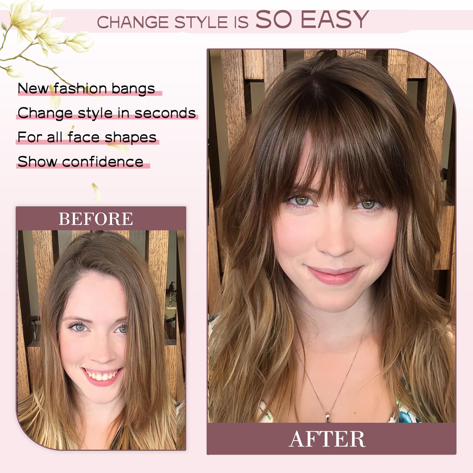 Wodelanle Clip in Bangs,Natural Fake Bangs Hair Clip,Light Blonde Mix Bleach Blonde French Bangs Fringe with Temples Hairpieces for Women Bangs Hair Extenisons for Daily Wear