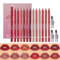Miss Demi 12-Color Sculpting Matte Velvet Lip Liner Set | Creamy Pigmented Soft Pencils for Women