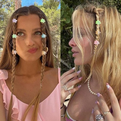 100Pcs Mini Flower Hair Clips Women Girls, Colorful Small Claw Clips Strong Grip Glitter Baby Hair Clip Cute Jaw Clips for Fine Hair Toddle Hair Accessories