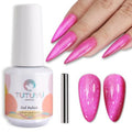 TUTUYU Pink Cat Eye Gel Nail Polish,Iridescent Quicksand Galaxy Holographic Pink Cateye Gel Polish with Magnet, fuchsia Gel Shimmer Velvet Soak Off Uv Led Home Diy Manicure - GP0105