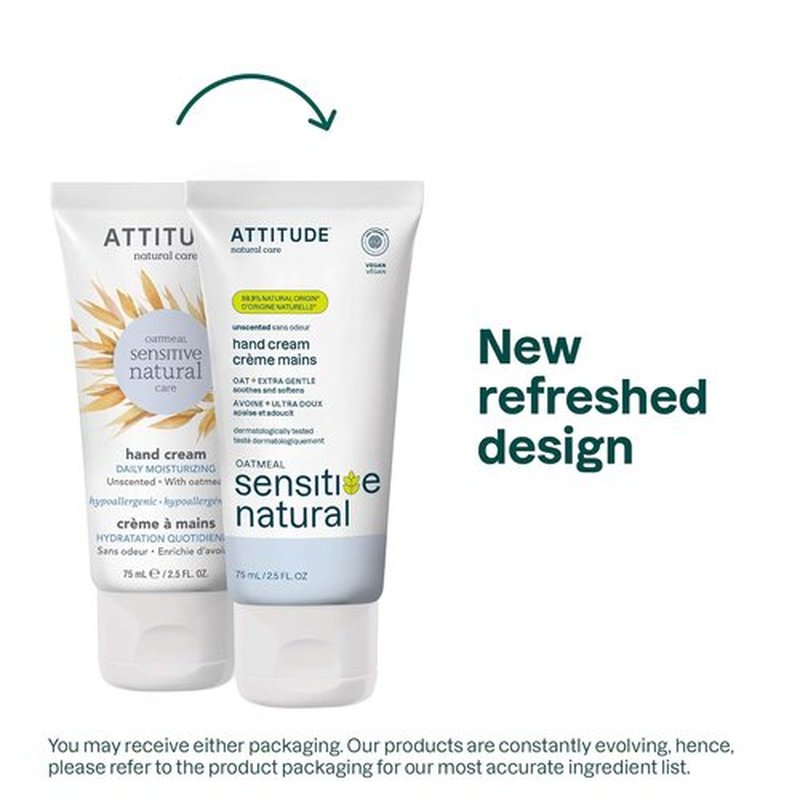ATTITUDE Hand Cream for Sensitive Skin - EWG Verified, Vegan & Unscented, 2.5 Fl Oz
