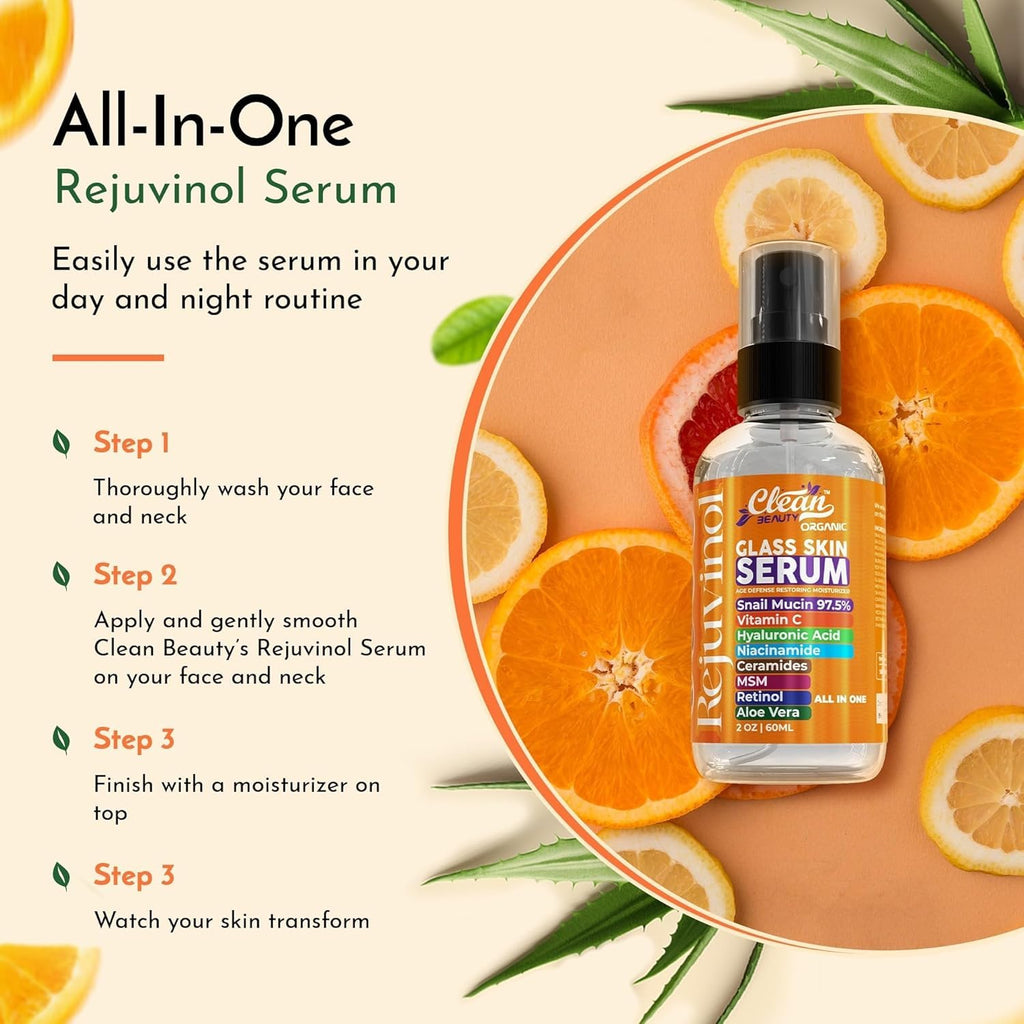 Snail Mucin Serum Vitamin C Face Serum Anti Aging with Hyaluronic Acid Niacinamide Retinol MSM Aloe Vera & Ceramides - Korean Skin Care Glass Skin Dark Spot Remover for Glowing Skin & Beauty (3 Pack)