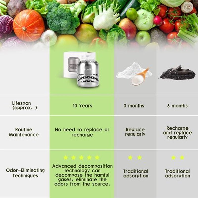 Purriko Refrigerator Deodorizer - Lasts Up to 10 Years | Effective Odor Eliminator & Air Purifier