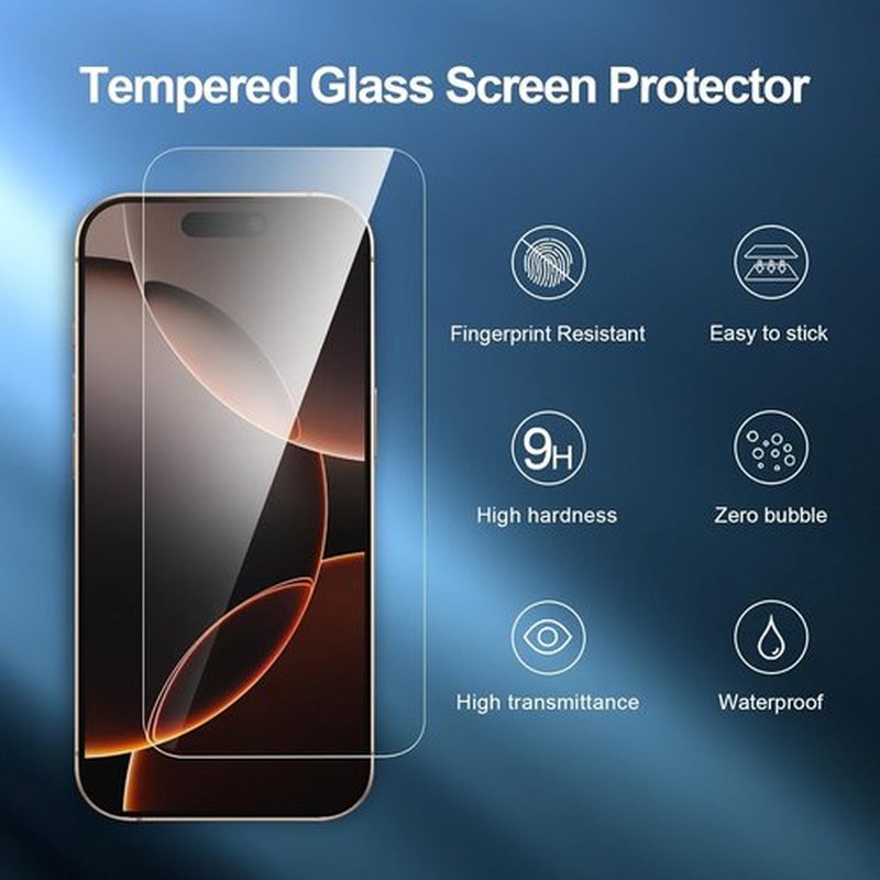 NEW'C iPhone 17 & 16 Pro Screen Protector - 3 Pack Tempered Glass, Easy Installation Tool Included | Ultra Resistant & Case Friendly