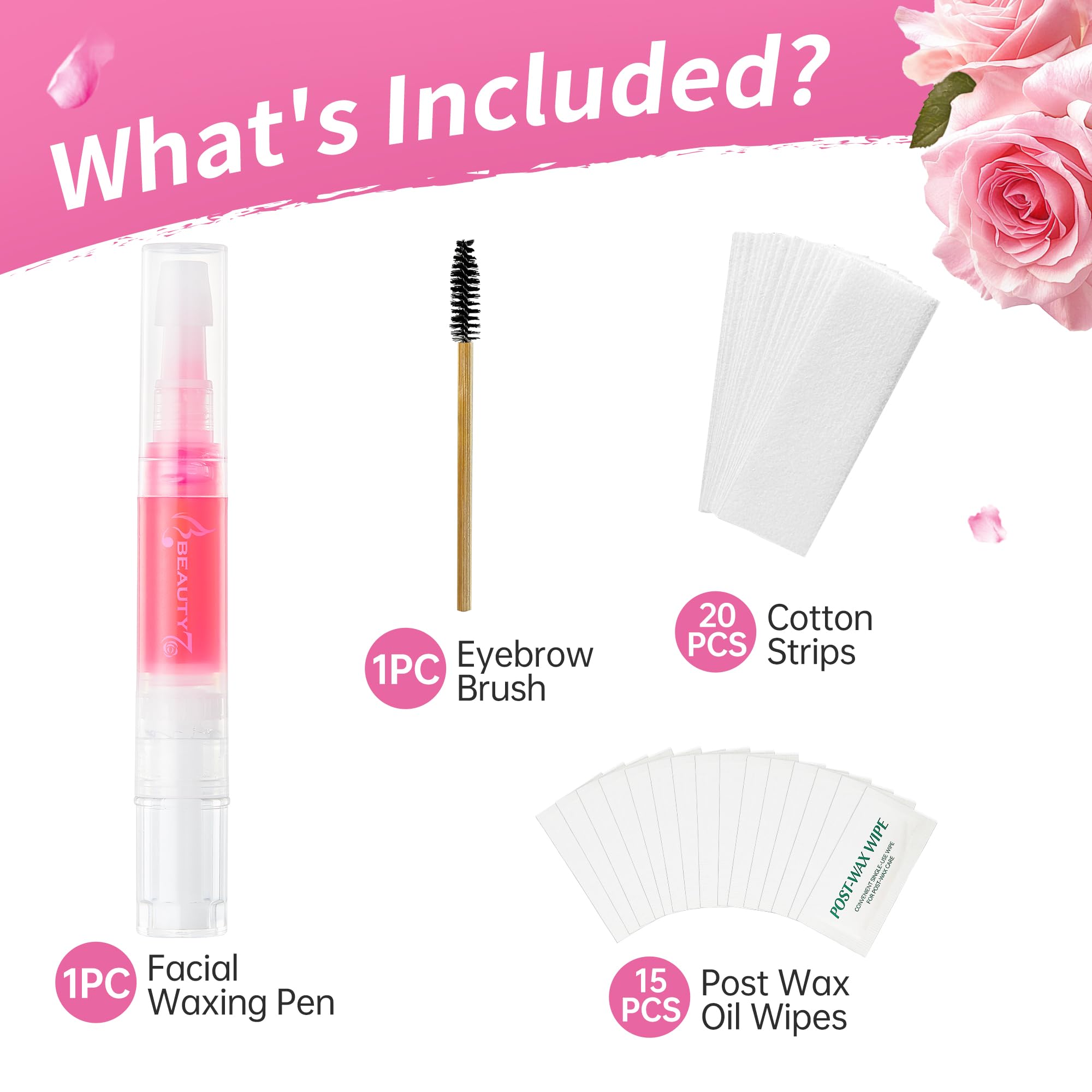 Beauty7 Sticky Eyebrow Wax, Face Waxing, Facial Hair Removal for Upper Lip Cheeks Chin, Eyebrow Shaper Wax, Waxing Strips for All Skin Type for Women