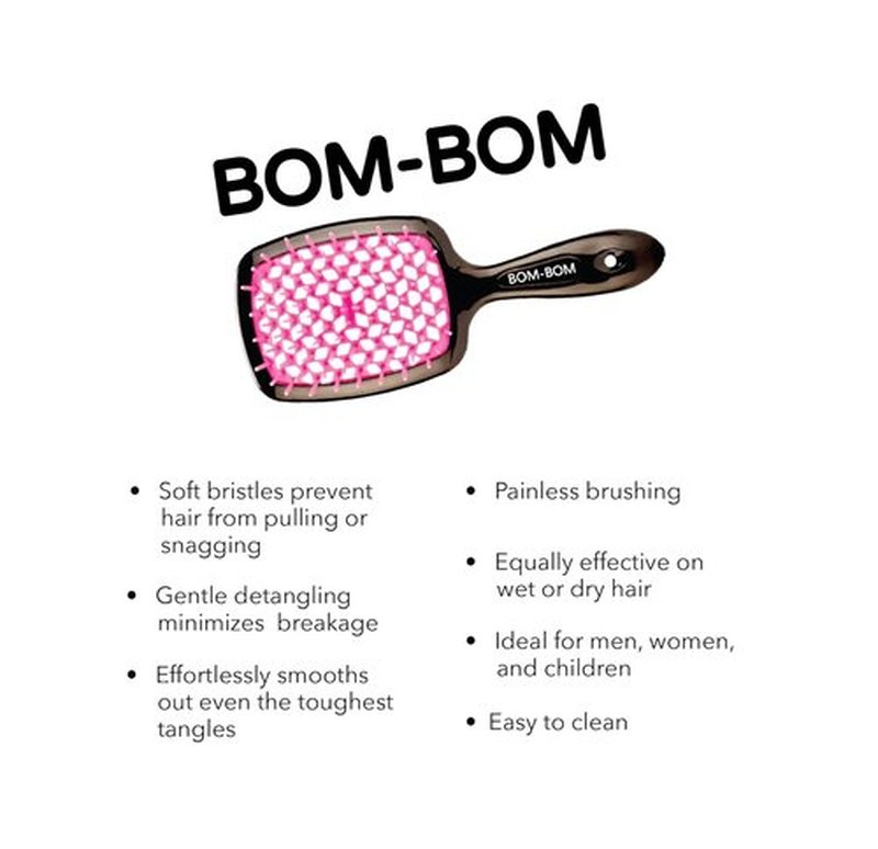 BOM BOM Detangling Hair Brush Kit - Wet & Dry Vented Design for All Hair Types | Lightweight Scalp Massager (Pink, Blue, Yellow)