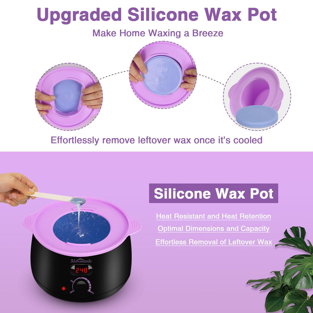 Waxing Kit -Digital Wax Warmer Machine for Hair Removal with 4 Packs of Hard Wax Beads & Silicone Pot for Full Body, Legs, Face, Eyebrows, Bikini, Brazilian at Home Waxing Kit for Women Mothers Day