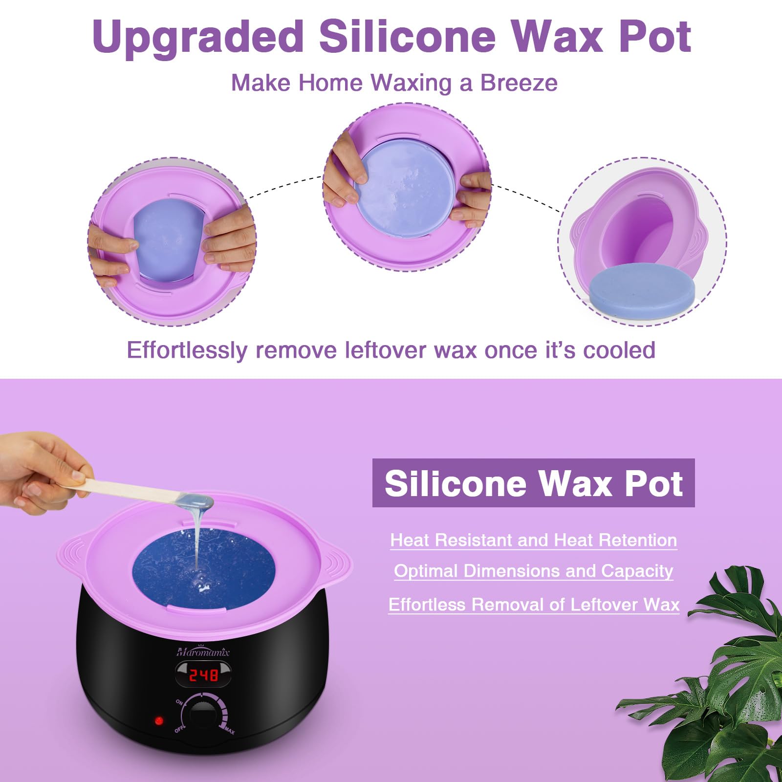 Waxing Kit -Digital Wax Warmer Machine for Hair Removal with 4 Packs of Hard Wax Beads & Silicone Pot for Full Body, Legs, Face, Eyebrows, Bikini, Brazilian at Home Waxing Kit for Women Mothers Day